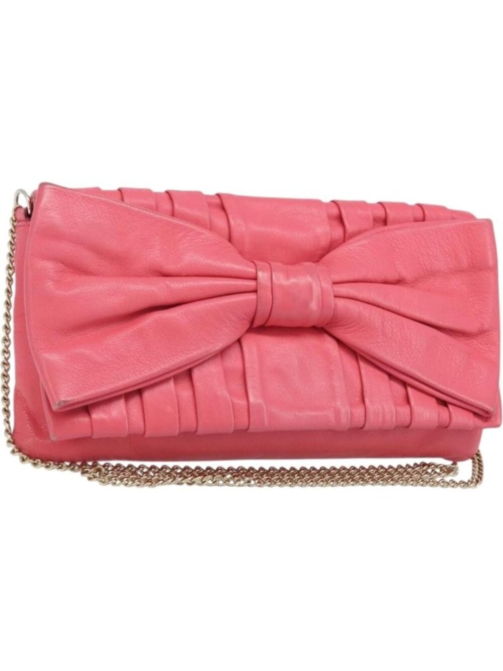 VALENTINO Chain Shoulder Bag Leather Pink Gold